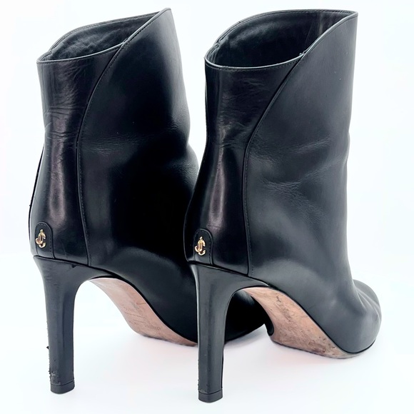 Jimmy Choo ‘Karter 85’ Leather Stiletto Ankle Booties Black Size: 38.5 - Picture 4 of 8